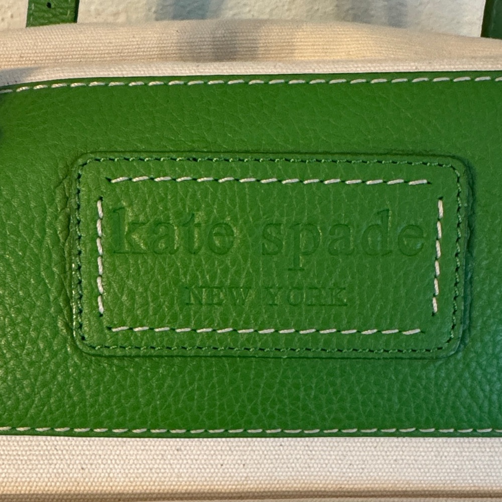 NWT Kate Spade Bridget Green Leather & Canvas Bag circa 2008 - Picture 7 of 15